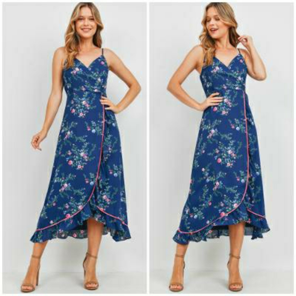 LAST ONE❗️Boho Chic Navy Blue Floral Maxi Dress - Picture 5 of 6